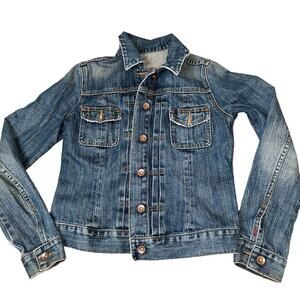 GAP 1969 denim jean jacket coat medium wash button up western Boho SZ SM